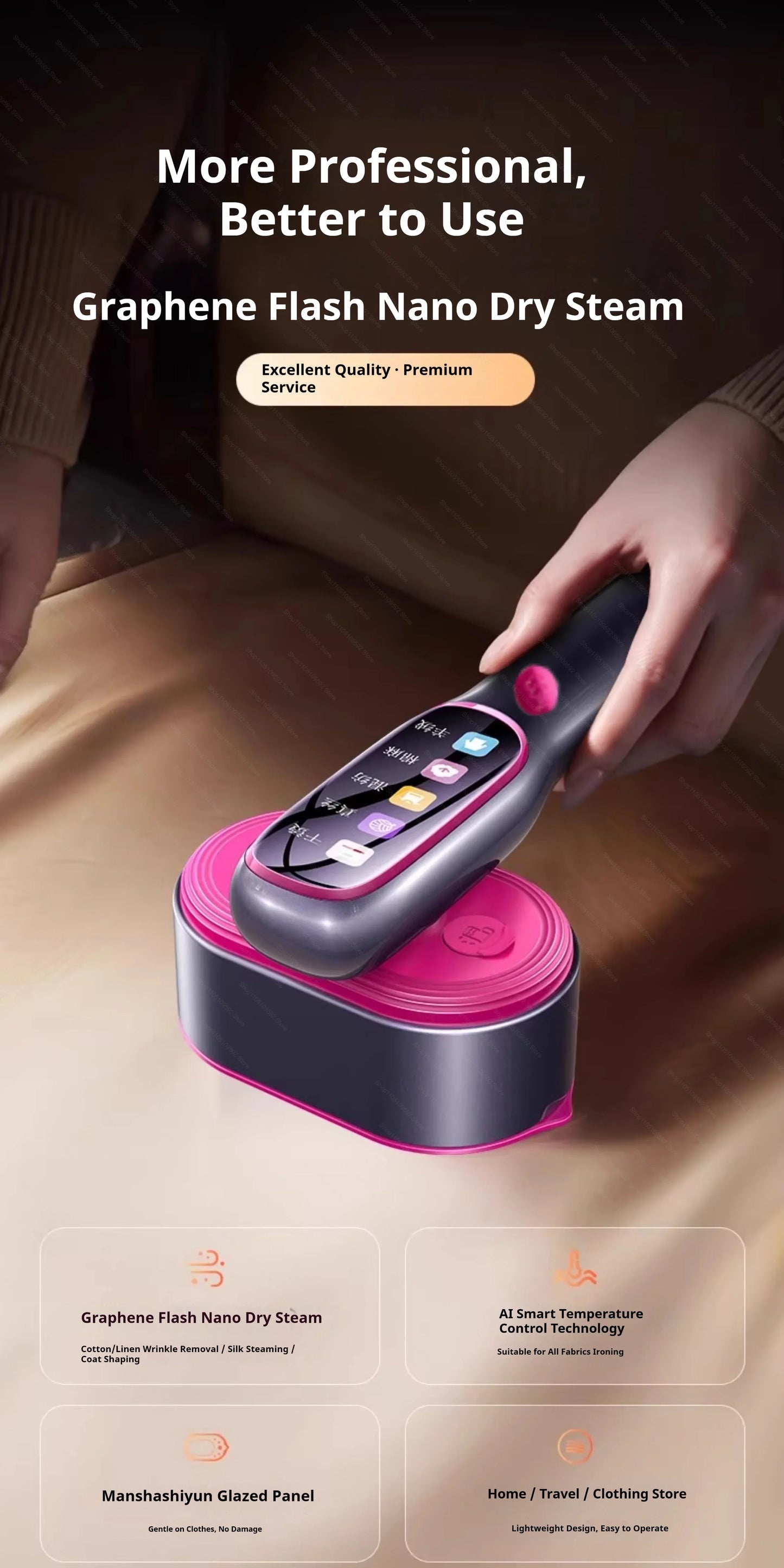 2026 NOUVEAU Défroisseur vapeur portable professionnel 1200W pour vêtements, idéal pour la maison et le quotidien.