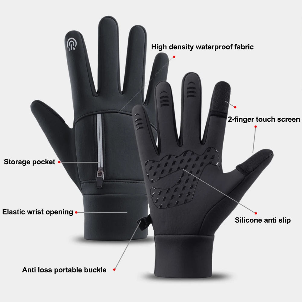 Gants d'hiver chauds et tactiles pour l'extérieur, coupe-vent, imperméables et résistants au froid